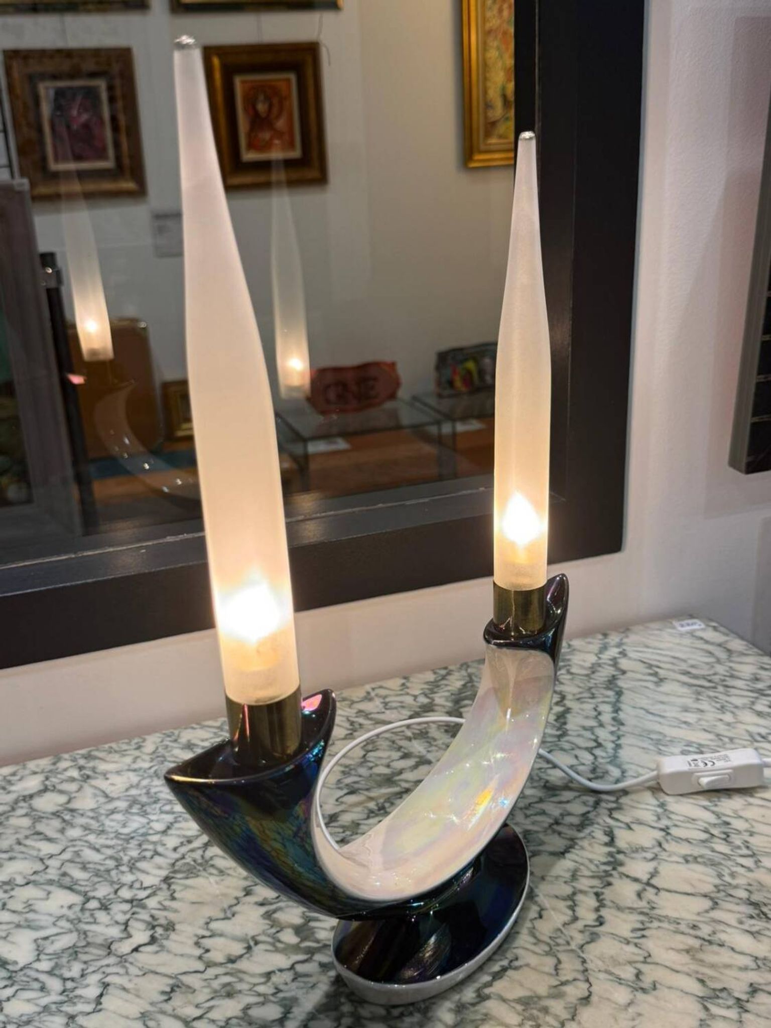 Pair of Verceram electric candlesticks – Space Age design – ceramic