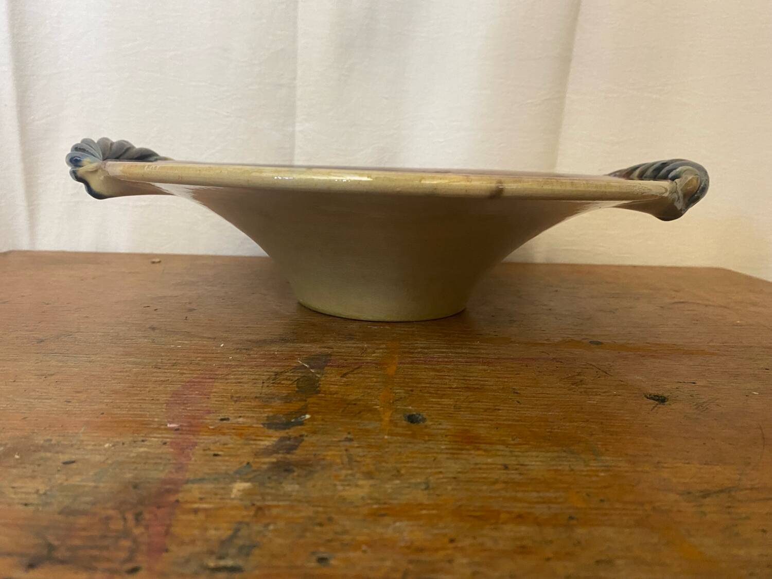 VALLAURIS Ceramic Brown & Blue Vintage Centerpiece