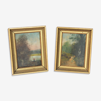 Pair of oils on Animated Landscape panel