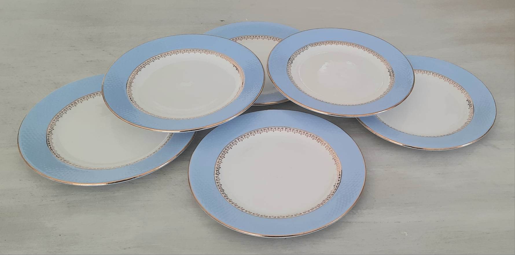 Flat Plates in Faience Café Gilbert by Moulin des Loups Vintage