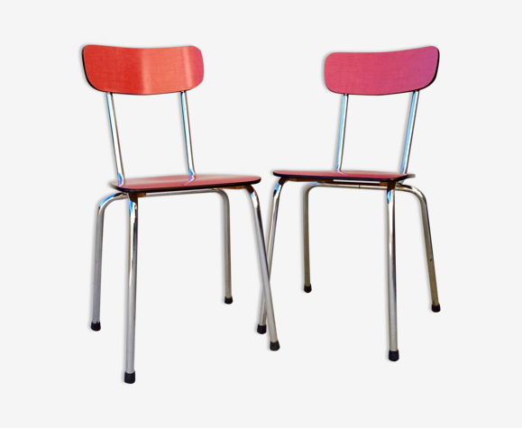 Paire de chaises en formica rouge