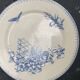 Assiette plate de collection, terre de fer, malaca,motif d'oiseau,papilon et fleurs, made in france