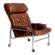 Leather and chrome-plated steel armchair, Sweden, 1960s/70s