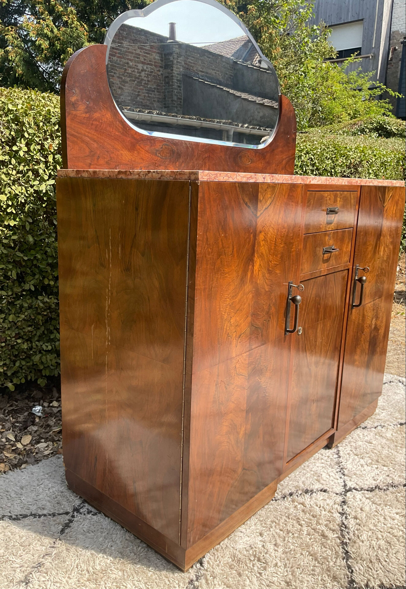 Ancien meuble Art Déco en noyer années 40-50