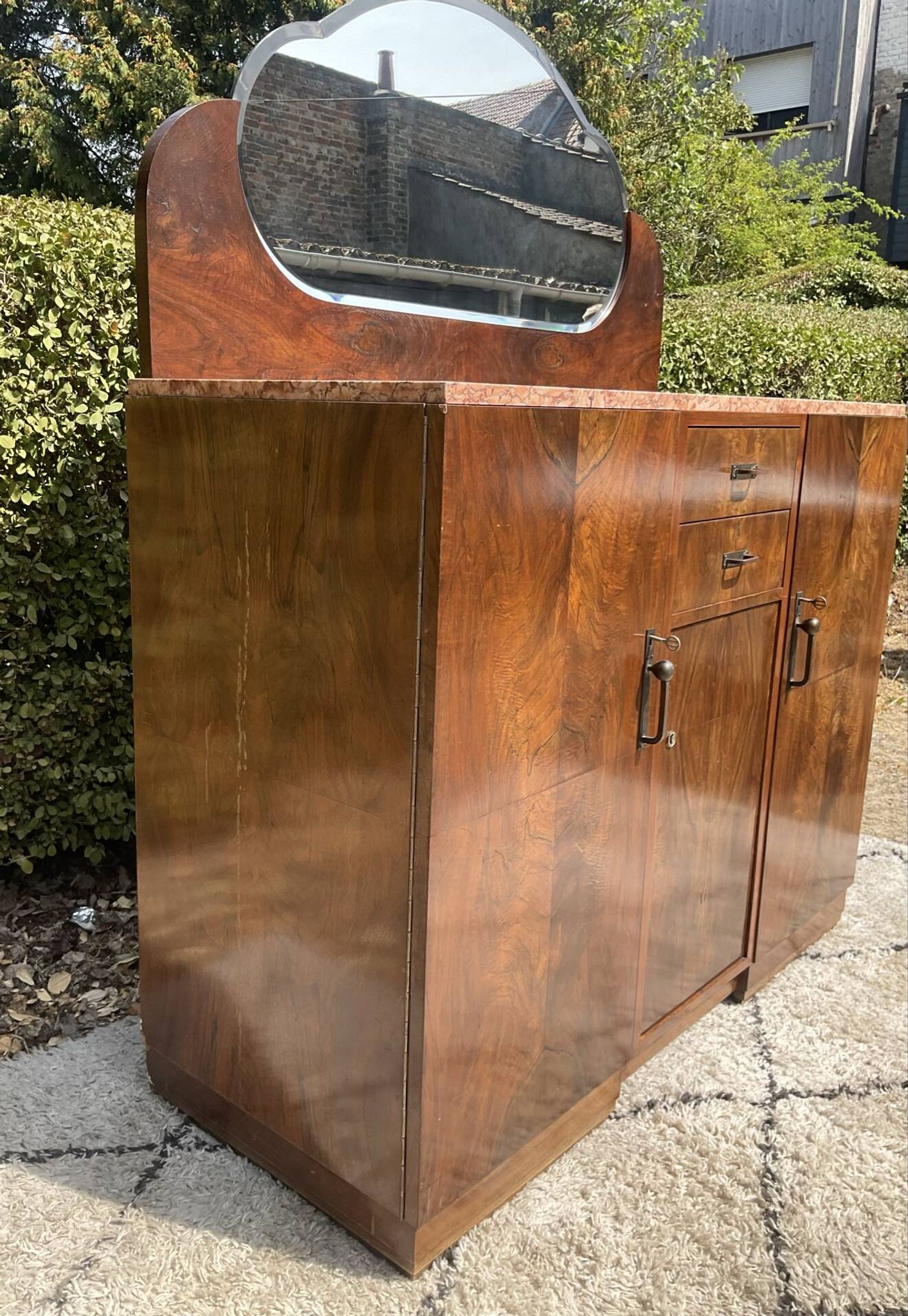Vintage Art Deco walnut furniture from the 1940s-50s.
