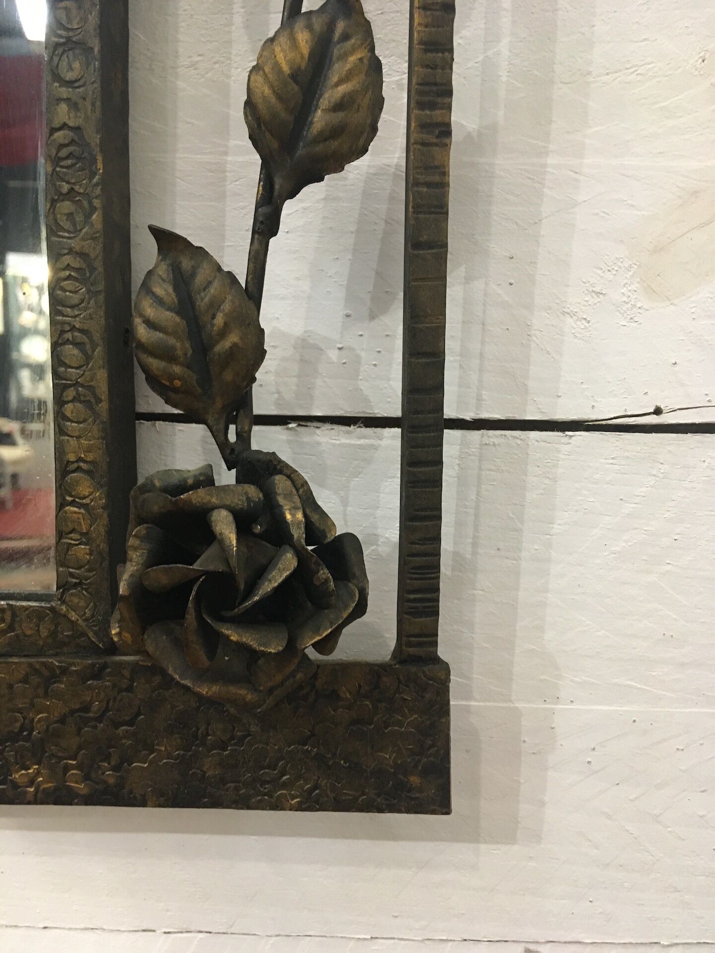 Art Deco mirror in wrought-patina wrought iron, France 1930