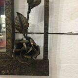 Art Deco mirror in wrought-patina wrought iron, France 1930