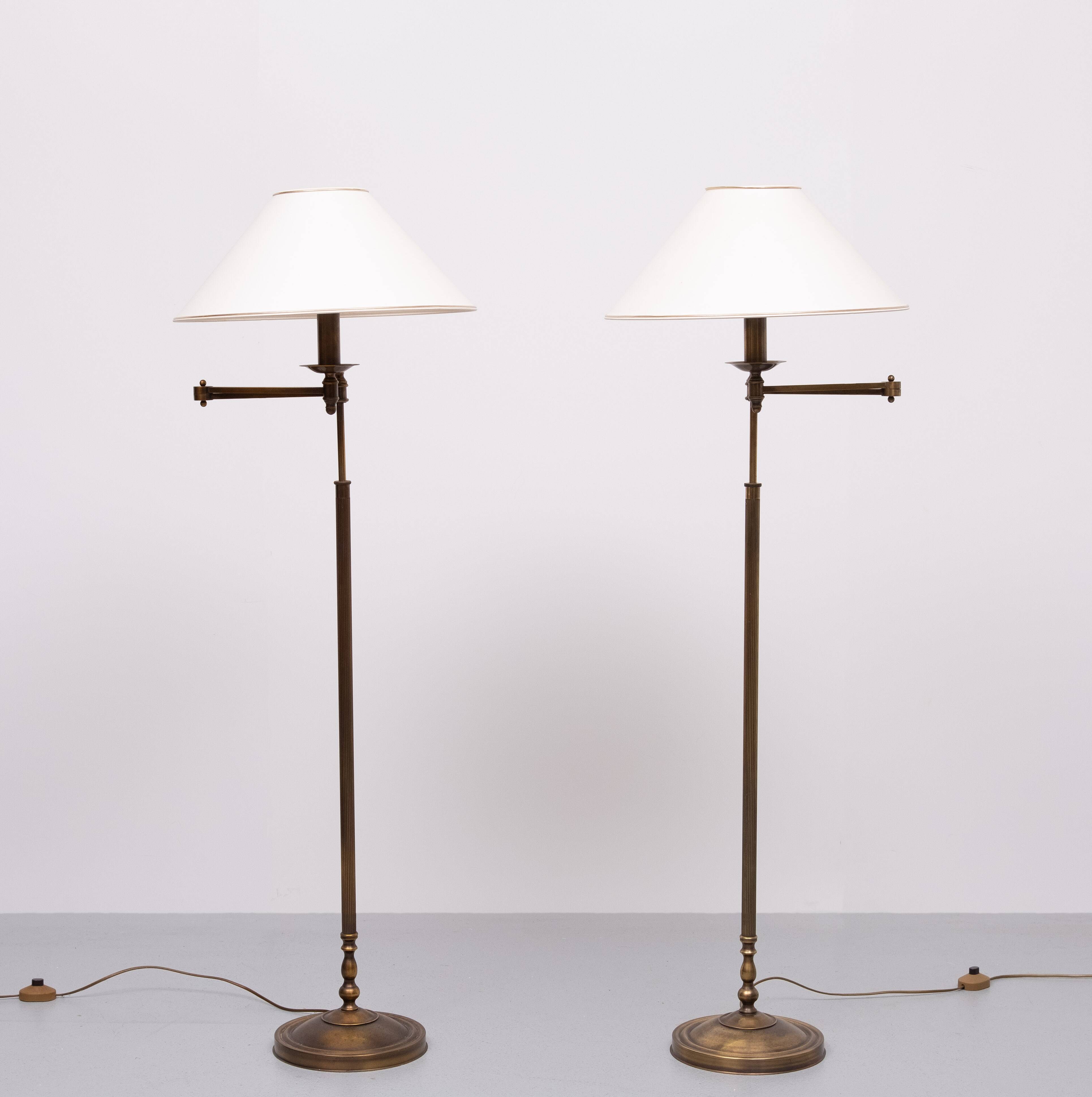 Pair of classic swing arm floor lamps from the 1980s, Germany