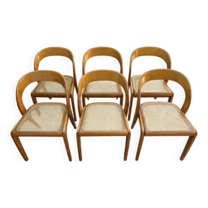 Suite de 6 chaises cannées - gondole