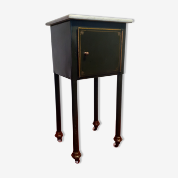 Bedside table made of sheet metal and marble early 20th century