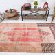Tapis vintage antique rouge et crème 5x9 142x267 cm SK 19962