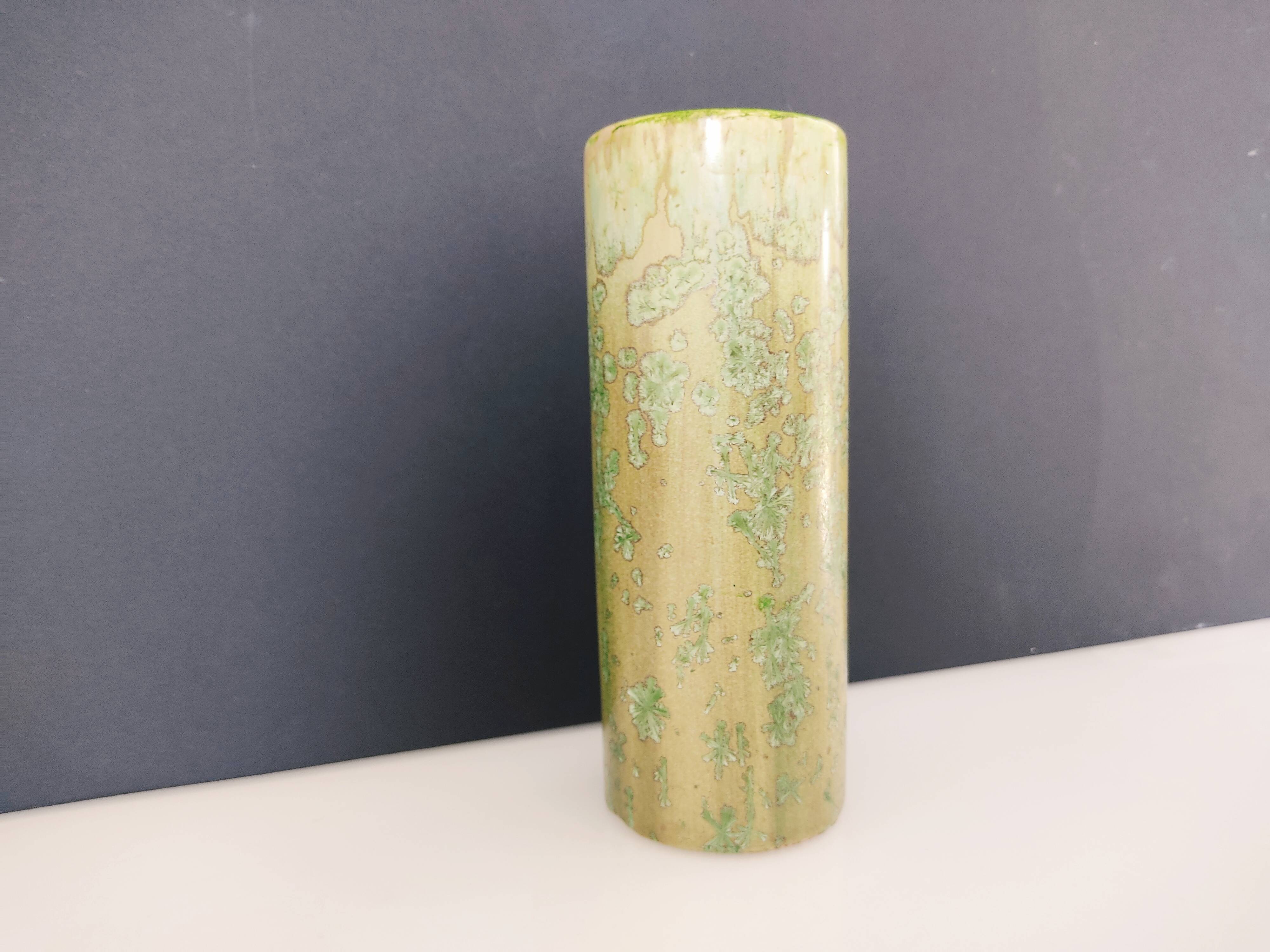 Pale green ceramic roller vase