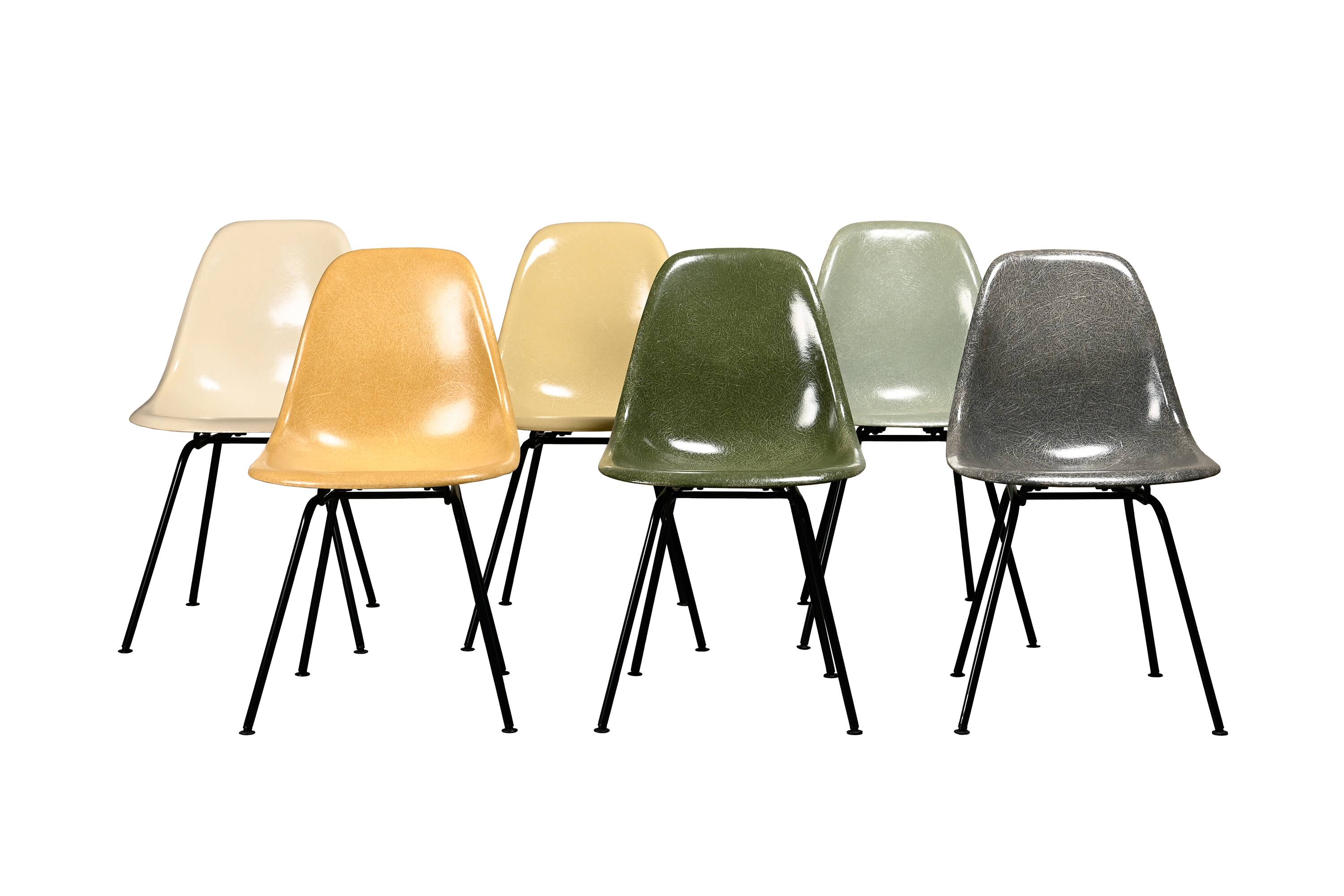 Charles & Ray Eames DSX multicolor set 6 Side Chairs, Herman Miller