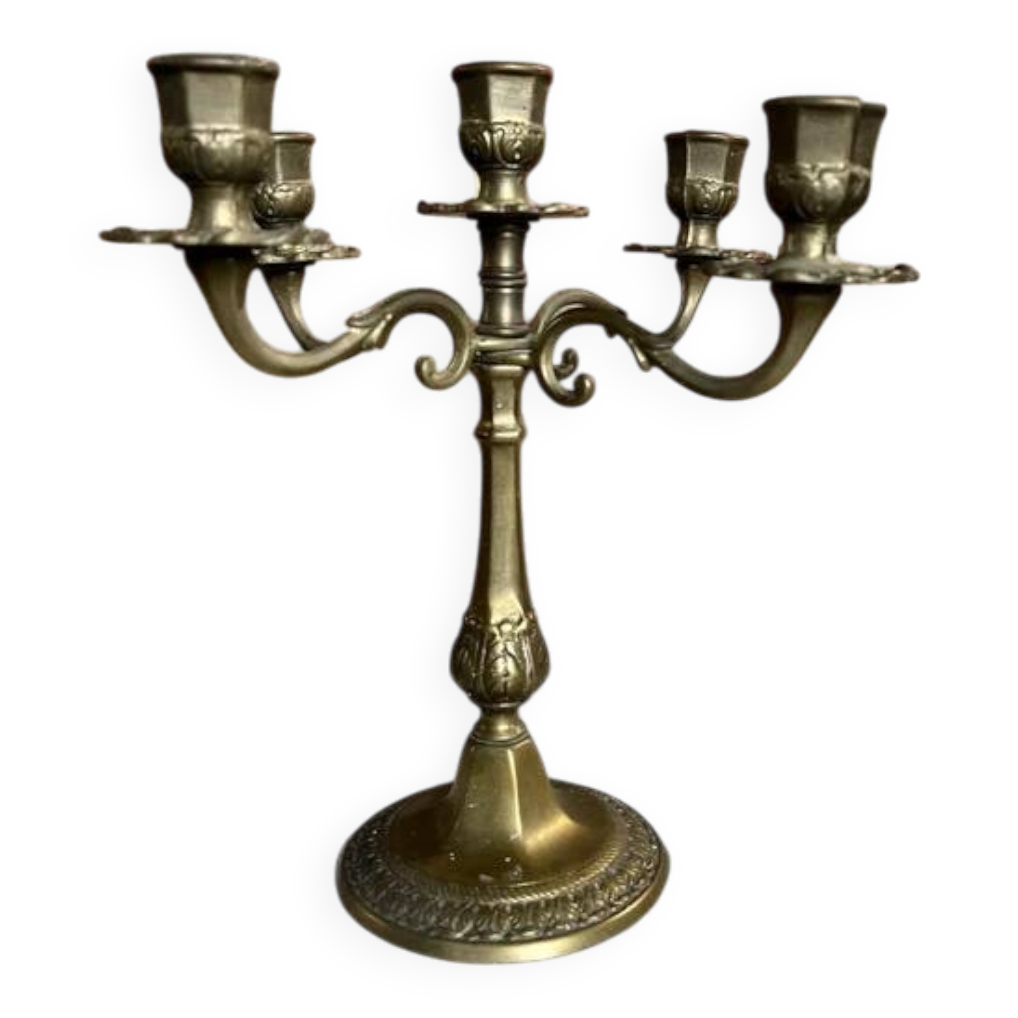 Five-branch chandelier in gilded bronze