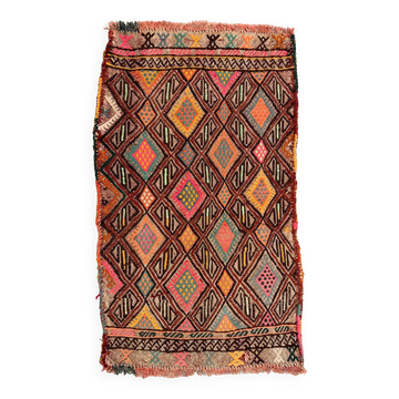 Vintage Turkish Mini Kilim 87x50 cm Wool Small Kelim Runner, shabby Chic