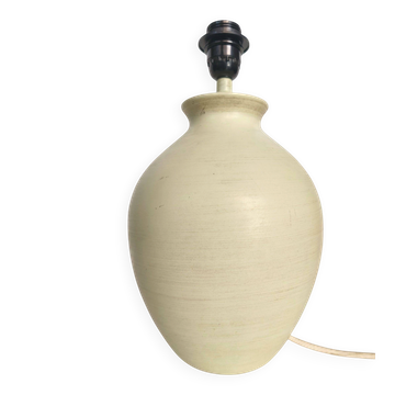 Pied de lampe en céramique tournée couleur sable, forme organique