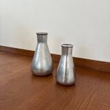 Vintage pair of chrome vases from the 1970s.