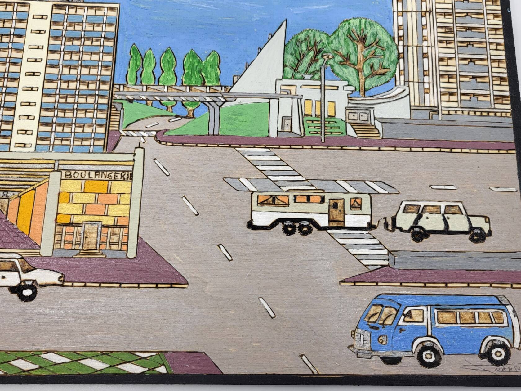 Naive Art painting painting on wood