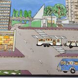 Naive Art painting painting on wood