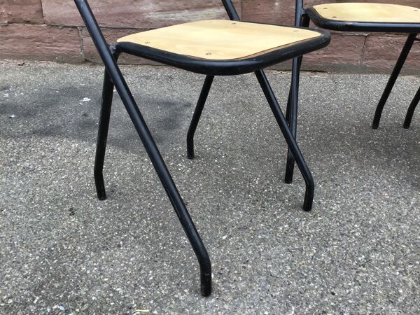 Set de 4 chaises design d’école vintage 1960