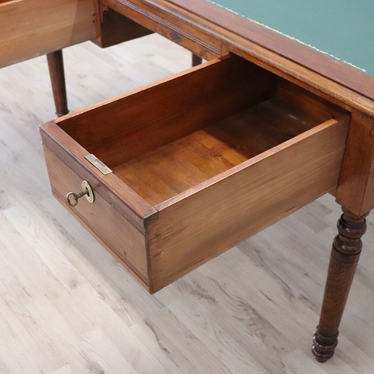Antique Desk In Walnut, Italy Mid 19th Century, Restored