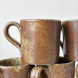 Artisanal pyrite-colored stoneware mugs