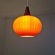 Teak and orange opaline suspension, Scandinavian style, 1960.