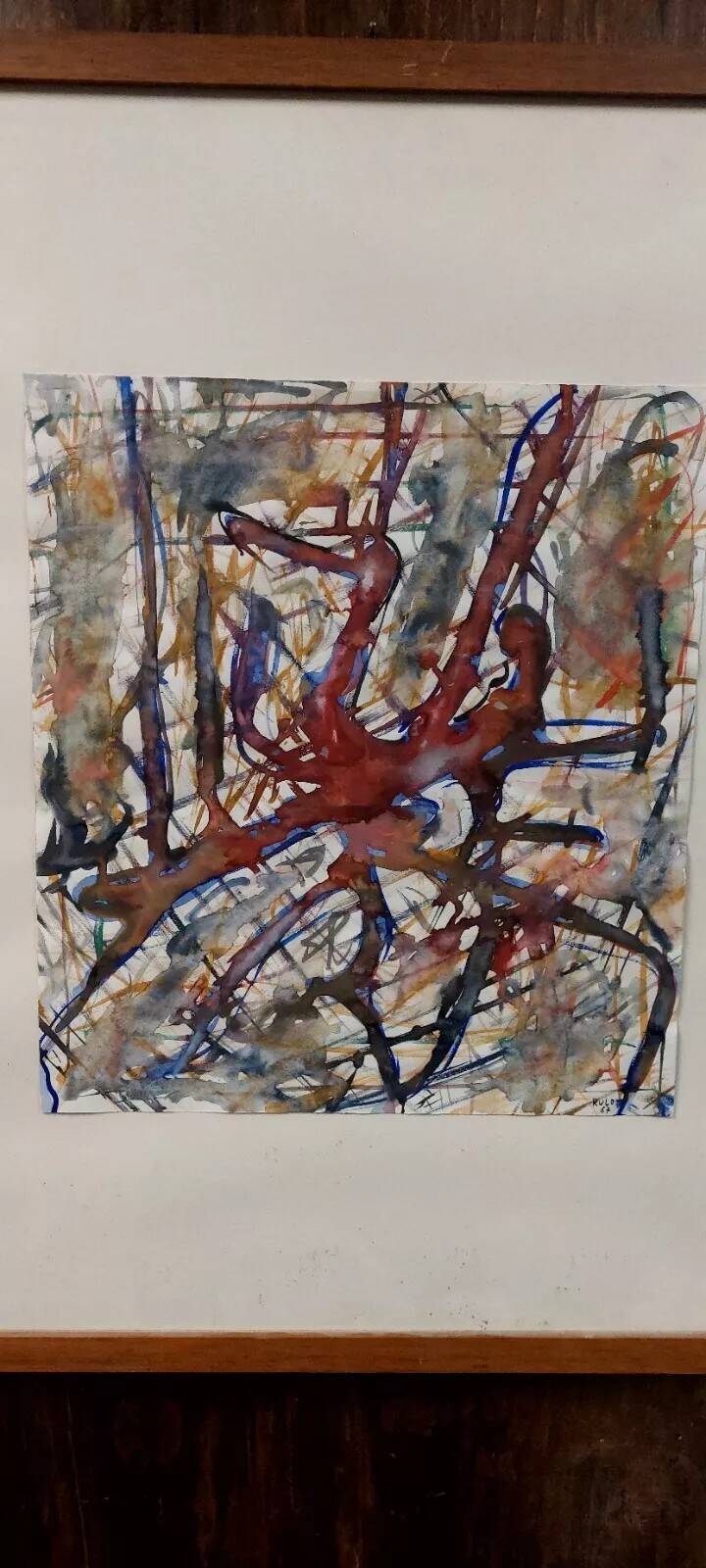 Abstract painting Rulo 1967 paper frame