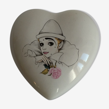 Boite en forme de coeur pierrot vintage