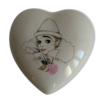 Boite en forme de coeur pierrot vintage