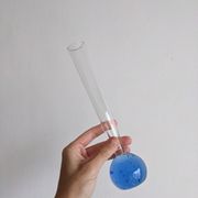 Vintage fine soliflore glass vase with blue ball in murano bubble glass at the base