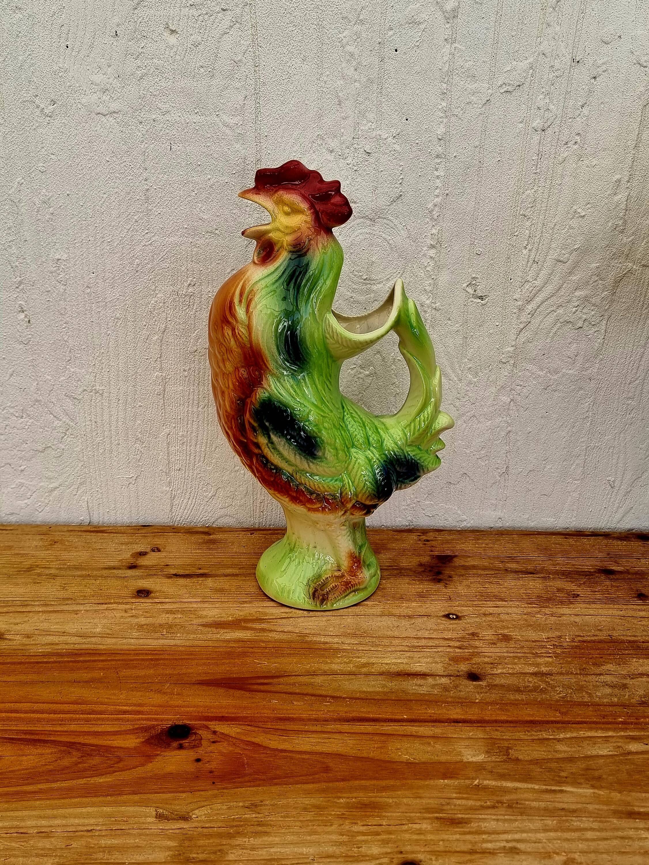 St-Clément barbotine rooster pitcher