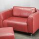 Wittmann Oversized Red Leather Lounge Armchairs and Ottoman, Austria