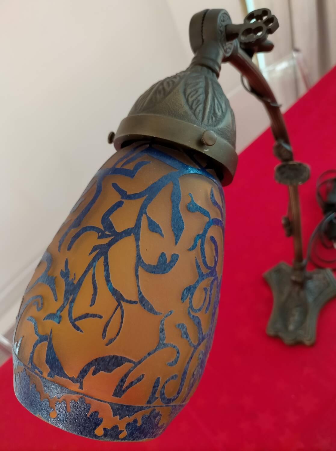 Articulated glass paste lamp, Art Nouveau
