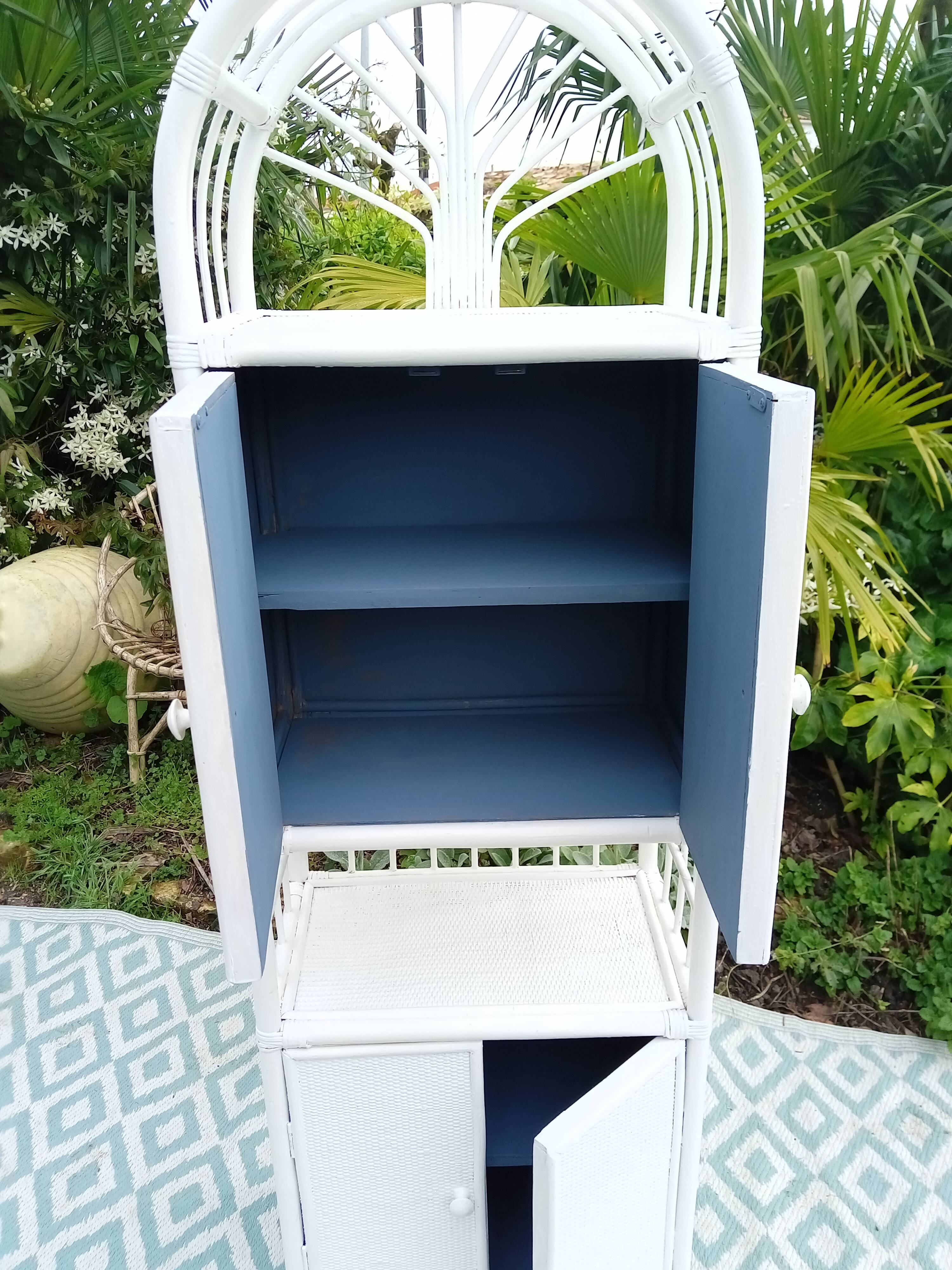 White rattan shelf