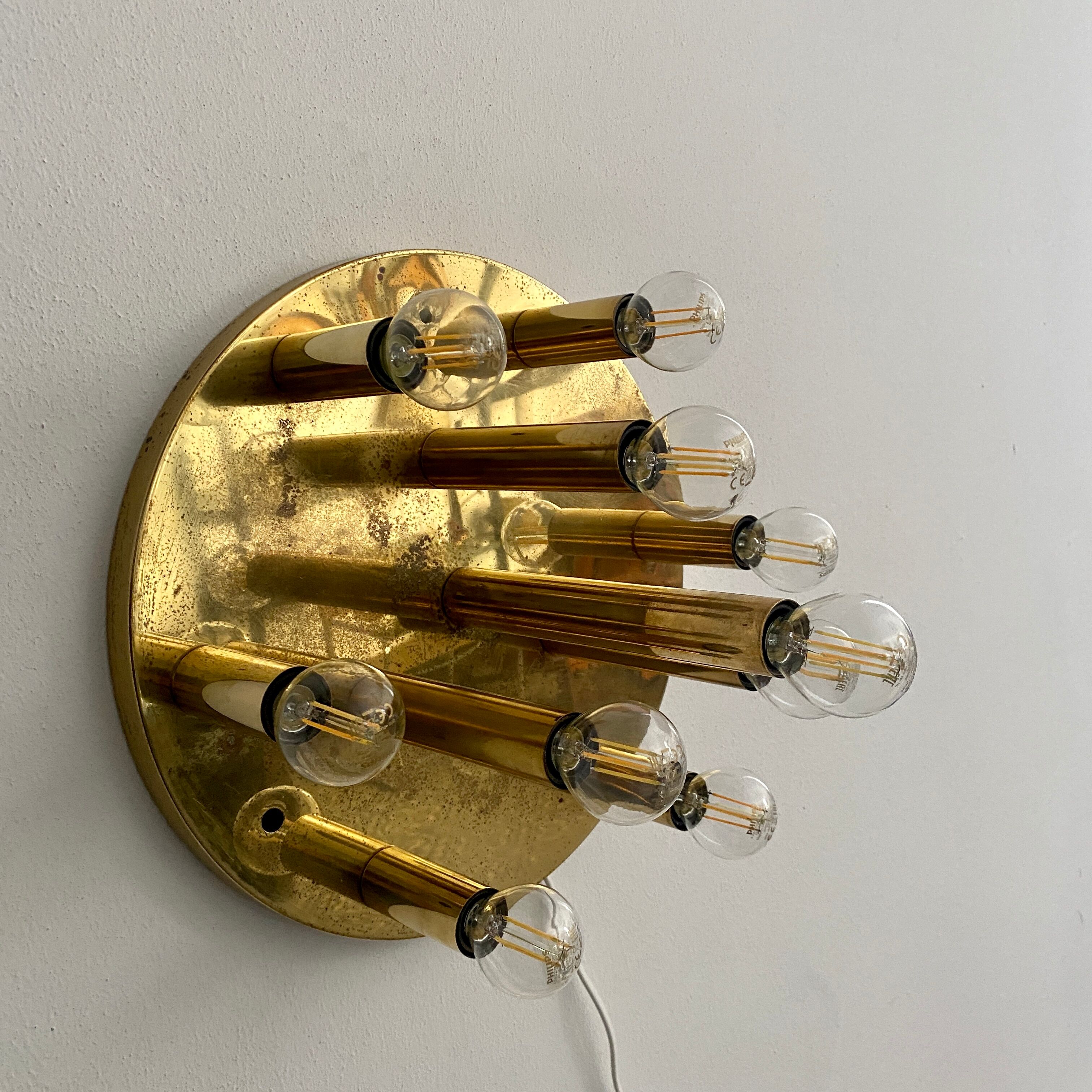 Plafonnier en laiton 10 ampoules 1960