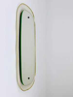 Vereinigte Werkstätten Mid-Century Wall Mirror, Rigitulle Metal & Brass