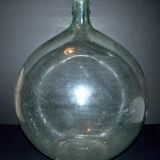 Large vintage light green glass demijohn bottle 20L H42cm