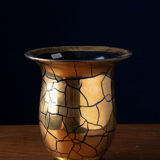 Vase en verre saint prex exquis en verre doré bleu avec une finition dorée