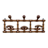 Antique wall-mounted coat rack made of turned wood in a bamboo style – late 19th century