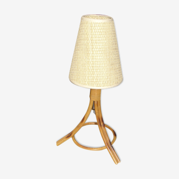 Lampe à poser en rotin 1960