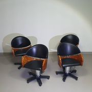 4 chaises de barbier italiennes des années 80, réglables en hauteur