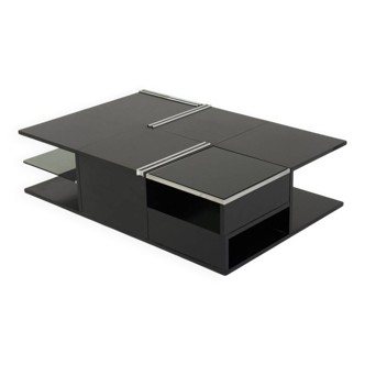 Black wooden vintage coffee table from Fiarm with chrome details