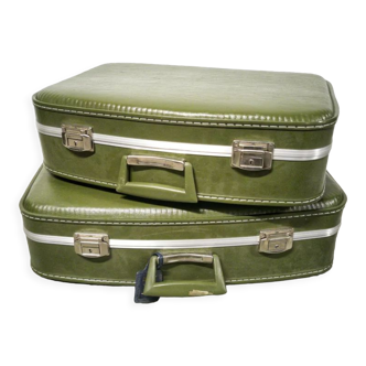 Duo of suitcases "hostess" olive green