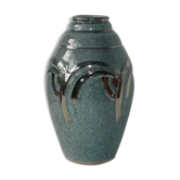 Art Deco platinum enamelled ceramic ovoid vase