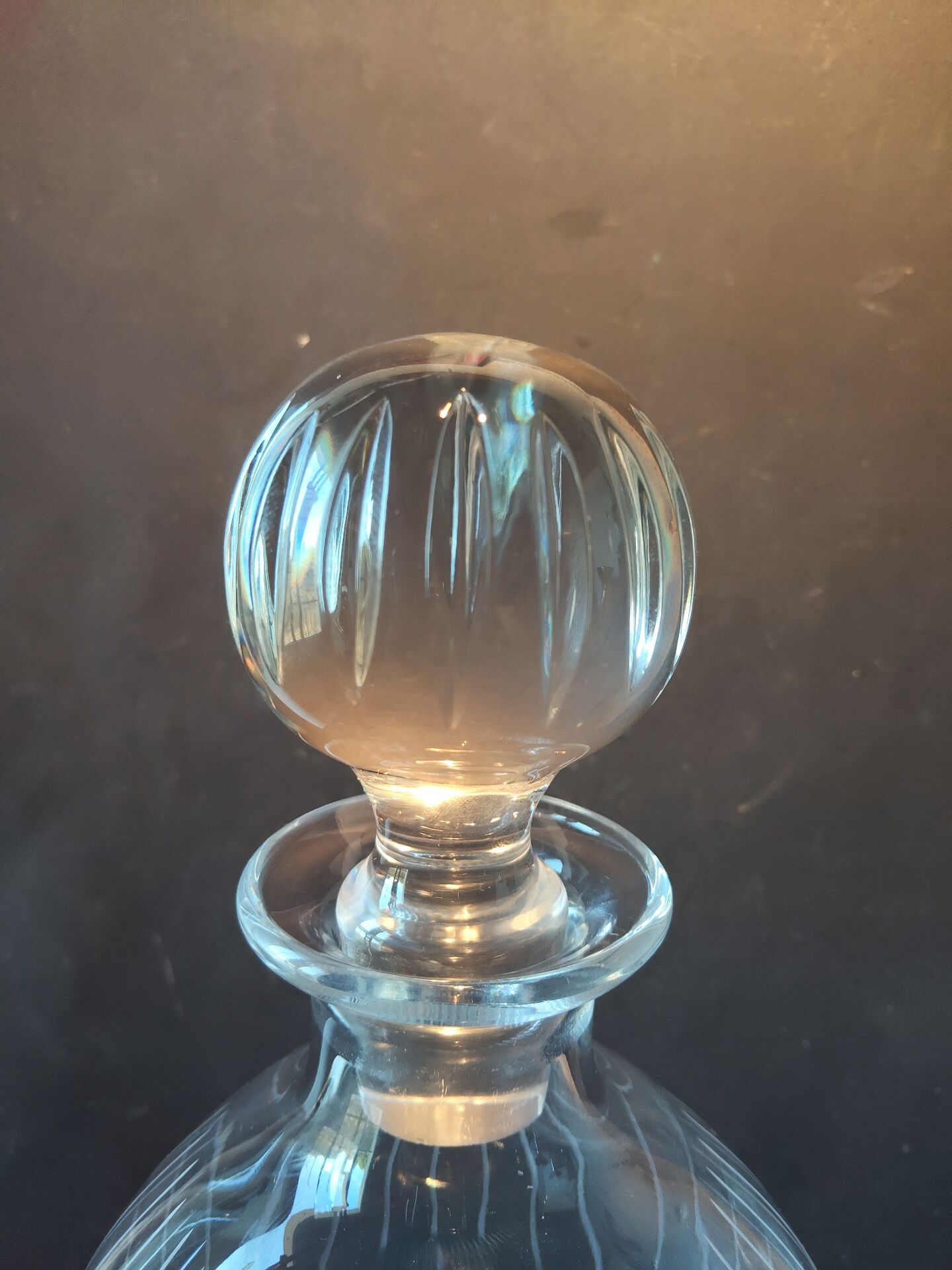 Vintage cut crystal carafe, ball stopper.