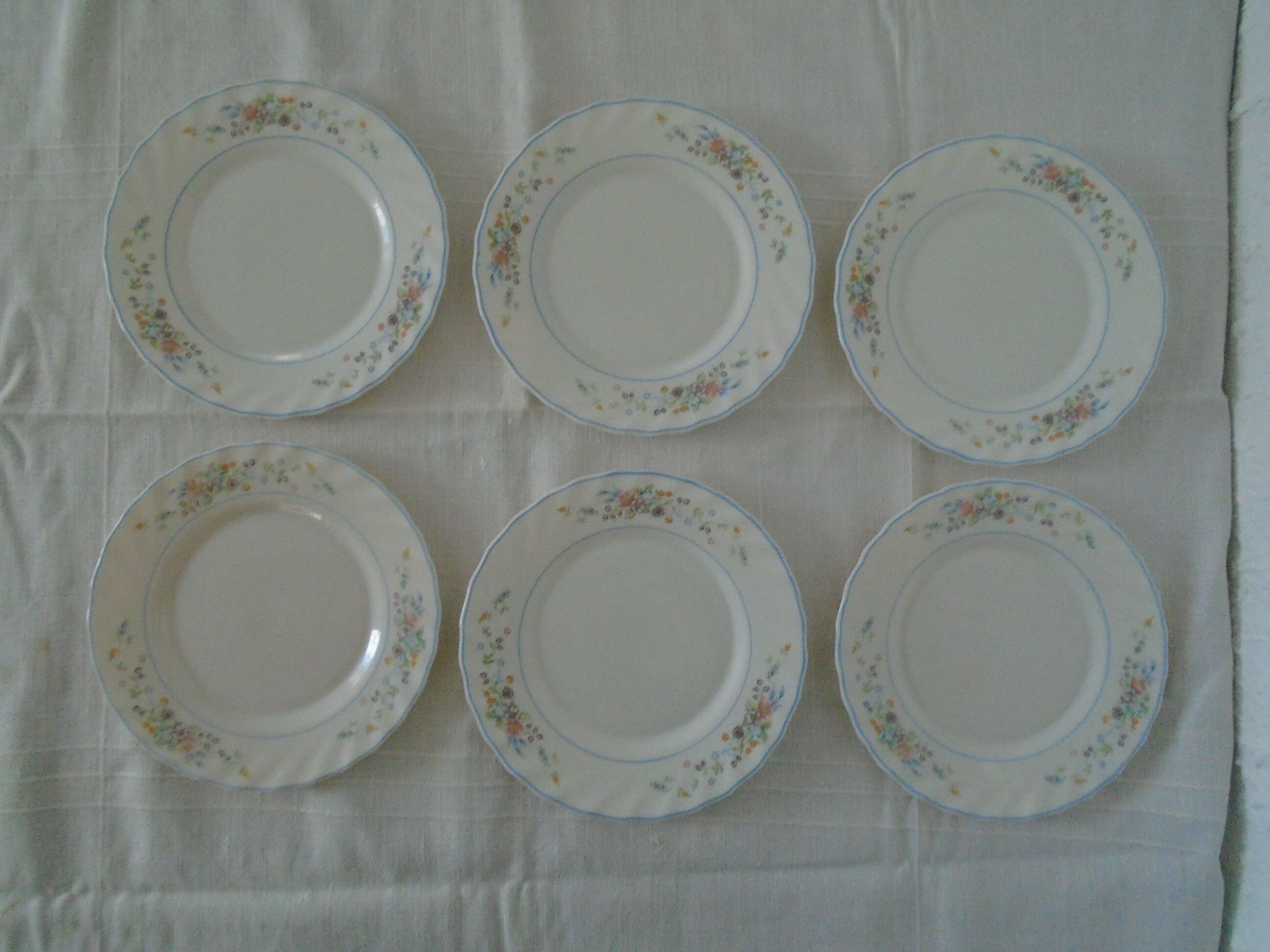 Lot De 12 Assiettes à Dessert Arcopal – Décor Fleurs – Verre – Très Bon état