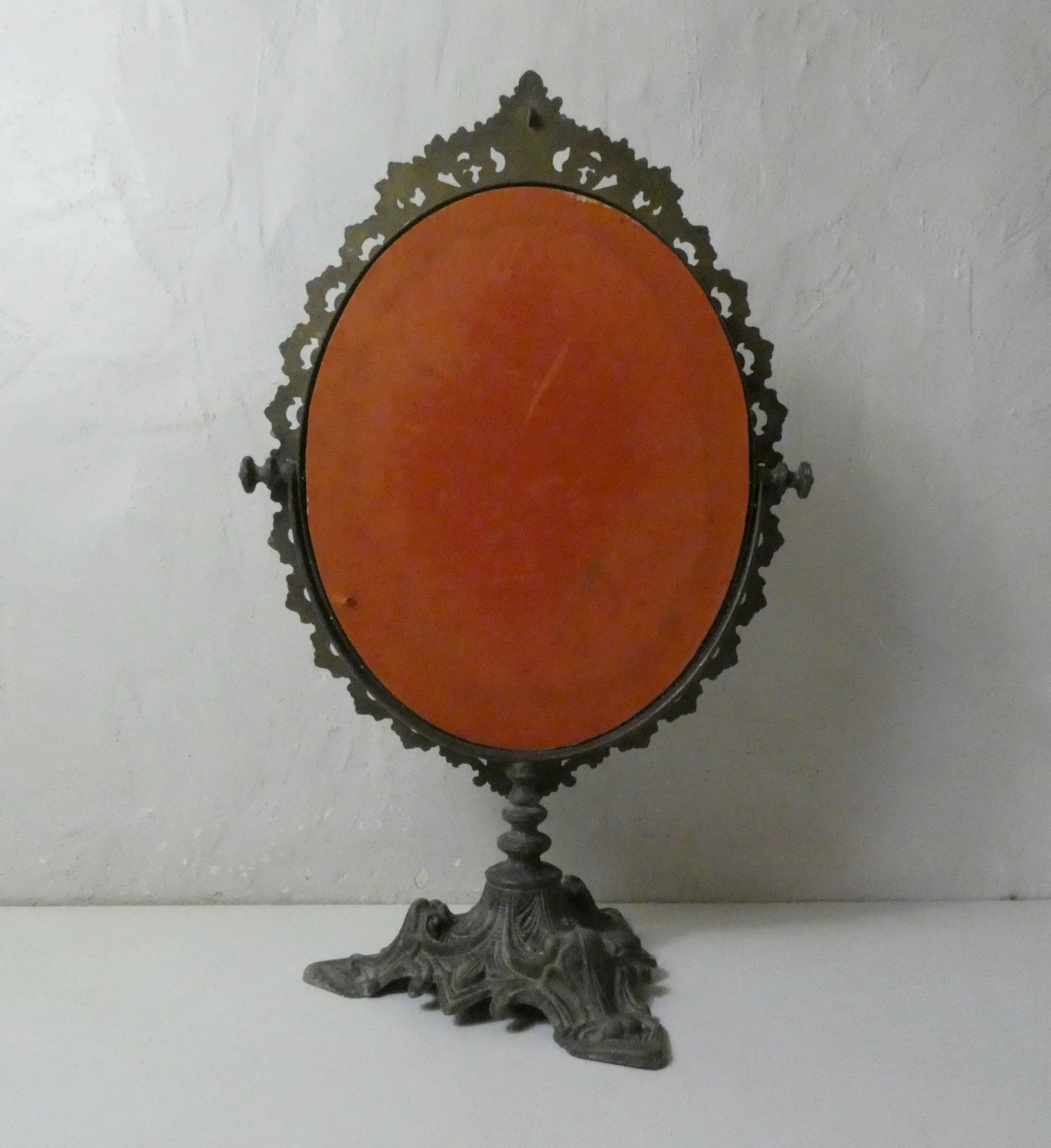 Old psyche mirror in bronze 50cm