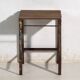 Tabouret industriel ancien en bois de pin et fer – Europe centrale, vers 1950
