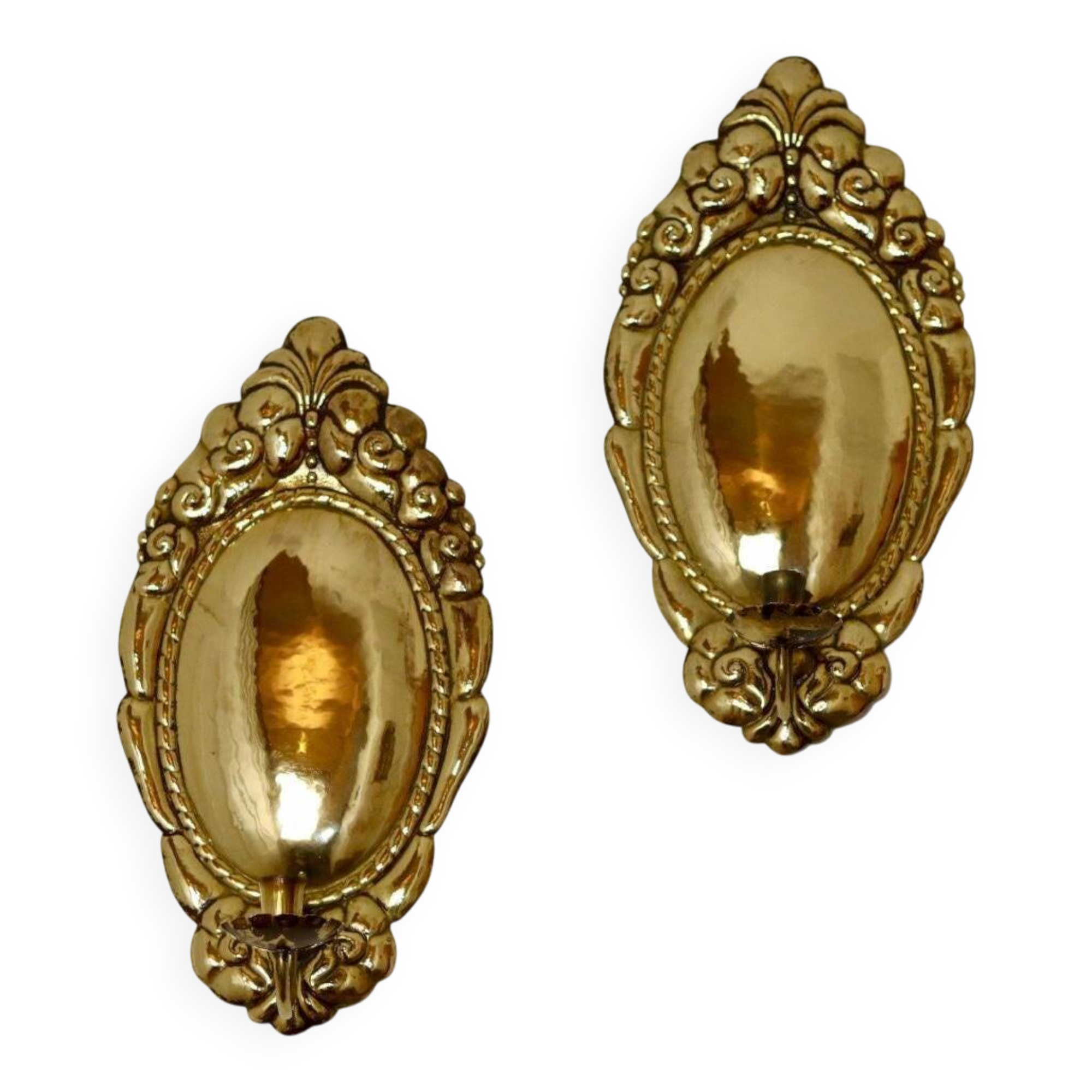 Pair of Swedish brass wall sconces from the mid-century.